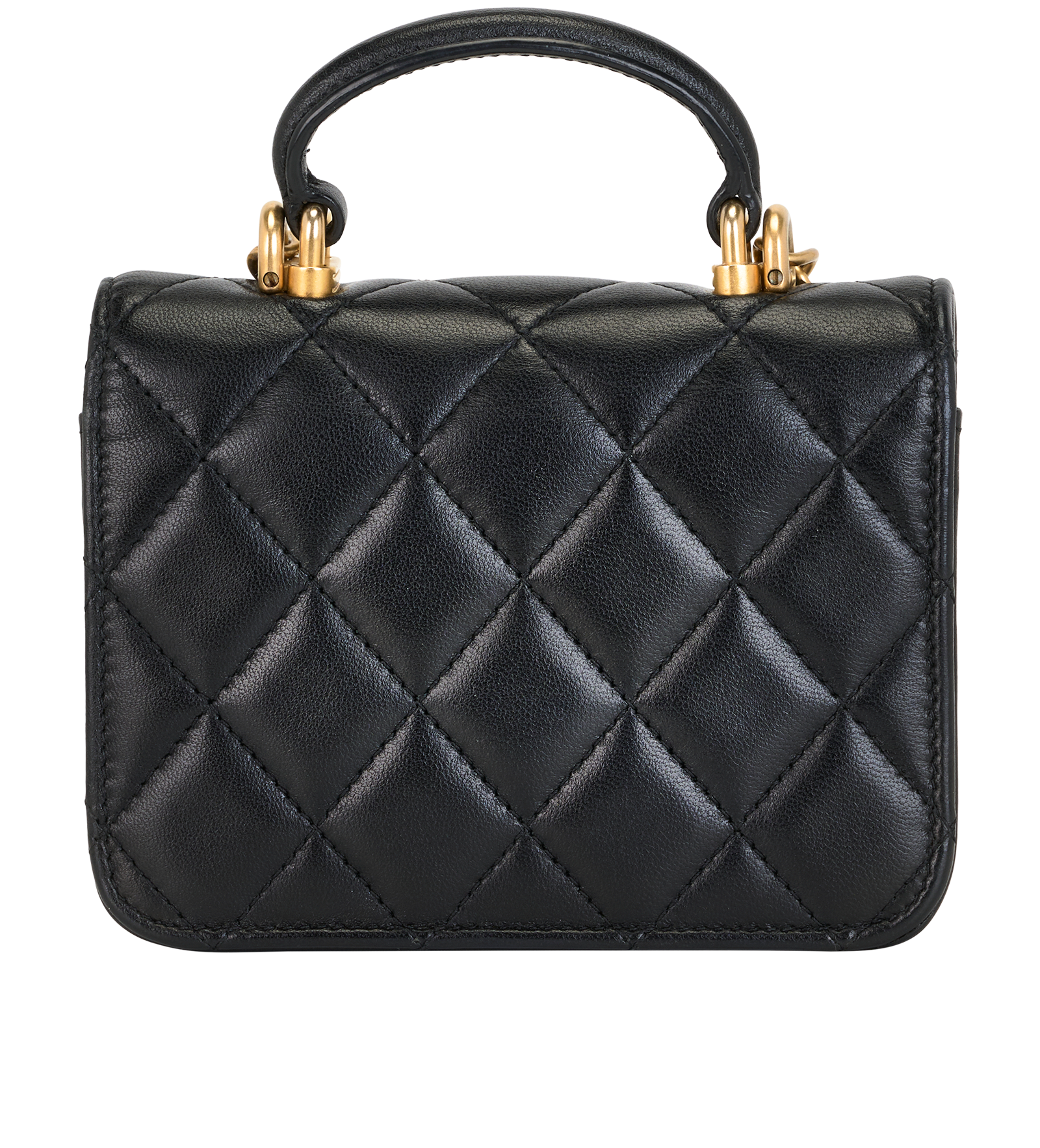 Mini Top Handle Flap, &pound;2,900, Handbags, Black, Lambskin Leather, Back view